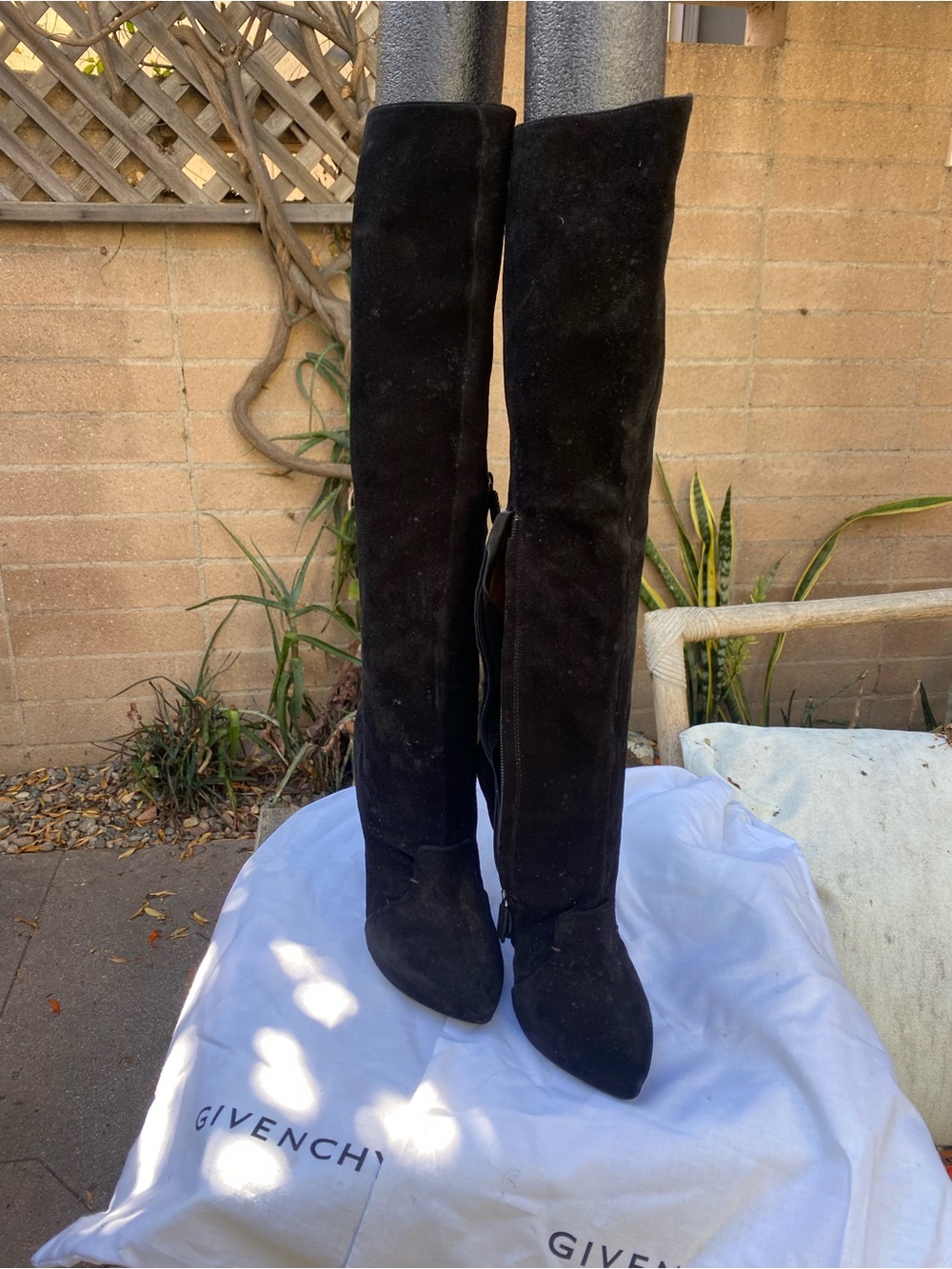Givenchy Black Suede Over-the-Knee Pointed-Toe Boots